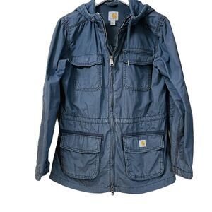 Carhartt Women's Medium Hooded Slate Blue El Paso Utility Jacket